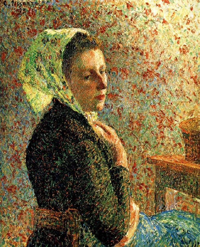 Camille Pissarro Department of green headscarf woman China oil painting art